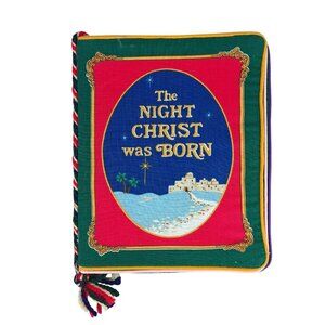 Vintage Fabric Christmas Story Book Nativity Scene The Night Christ Was Born
